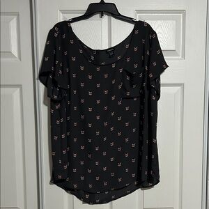 Torrid Dark Gray Blouse with Fox Pattern
